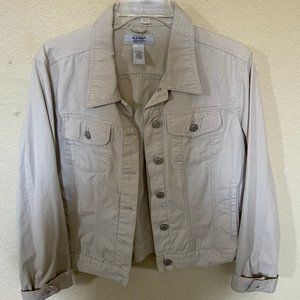 Old Navy Canvas Jacket Woman's XL Extra Large Off White Long Sleeve